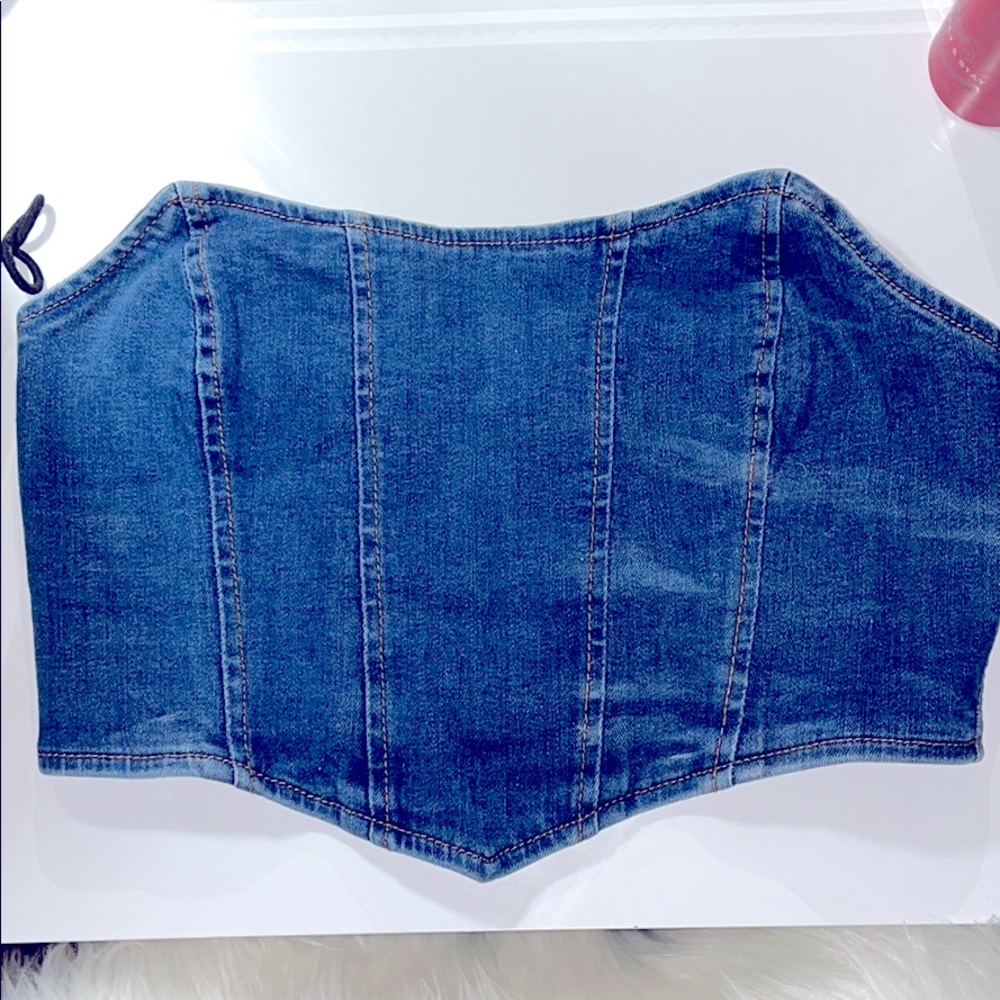 Jean corset crop top